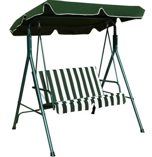 Costway Loveseat Patio Canopy Swing Glider Hammock Cushioned Steel Frame Outdoor Green