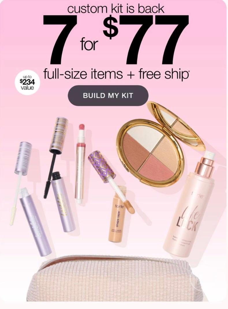 Tarte Custom Kits: 7 Full Size Items for $77 + Free Shipping!