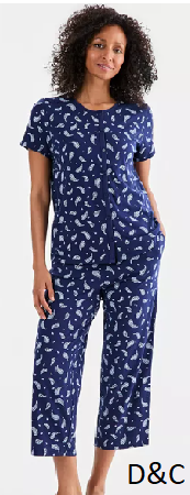 Women’s 2-Piece Cotton Printed Cropped Pajama set