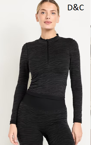 oldnavy Seamless Jacquard Mock-Neck Half-Zip Top