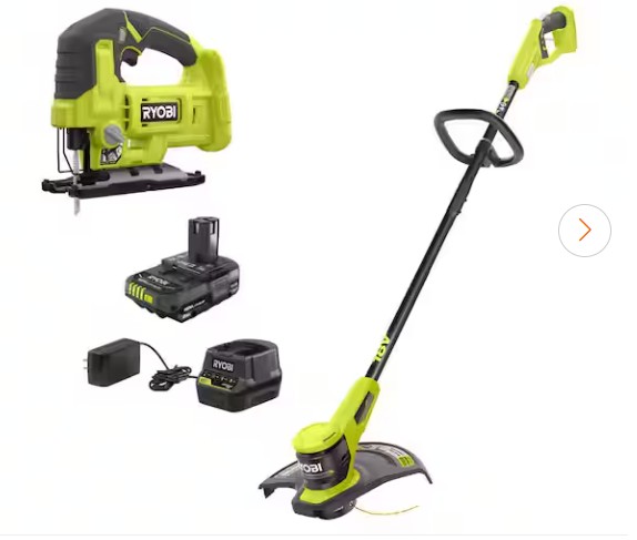 ONE+ 18V 13 in. Cordless Battery String Trimmer with 2.0 Ah Battery, Charger, and FREE Cordless Jig Saw