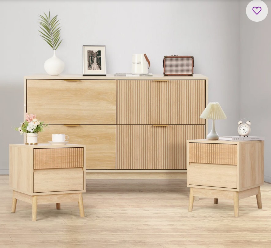 3 Piece Bedroom Set (Nightstand And Chest Of Dresser)
