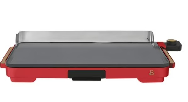 Beautiful XL Electric Griddle 12″ x 22,” Ceramic Nonstick Coating, Tomato Red by Drew Barrymore