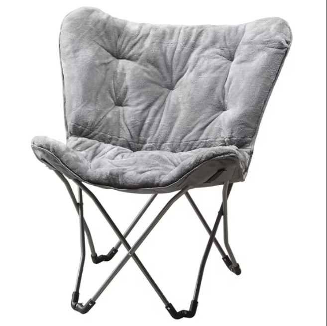 Mainstays Faux Fur Butterfly Chair for Kids and Teens, Gray