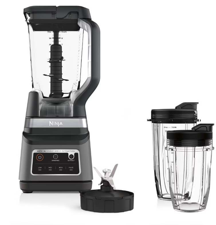 Ninja Professional Plus Blender DUO with Auto-iQ BN753TGT: 1200W Smoothie Blender, 72oz Pitcher, Ice Crushing, Silver