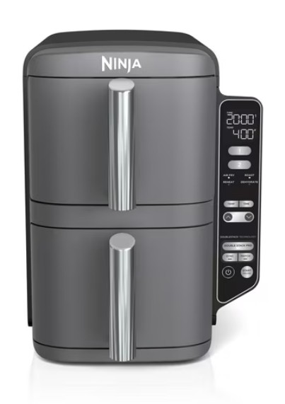 Ninja DoubleStack XL 6-in-1 Air Fryer,10-Qt 2-Baskets, Cook 4 Foods at Once, 6 Functions, Space Saving, Smart Finish & Match Cook, Air Fry, Roast, SL400 Gray