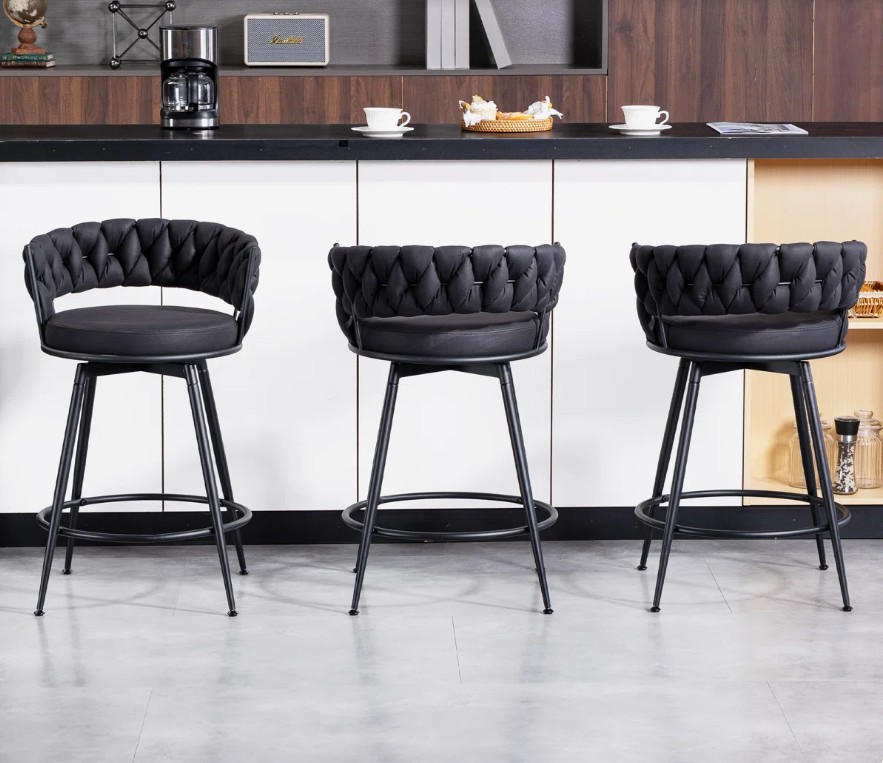 Upholstered Swivel Counter Stool (Set of 3) (Set of 3)