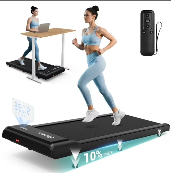 Dprodo Walking Pad with 10% Incline,Walking Pad Treadmill for Home Office,2.5 HP Under Desk Treadmill with LED Display & Remote,265 Lbs Capacity