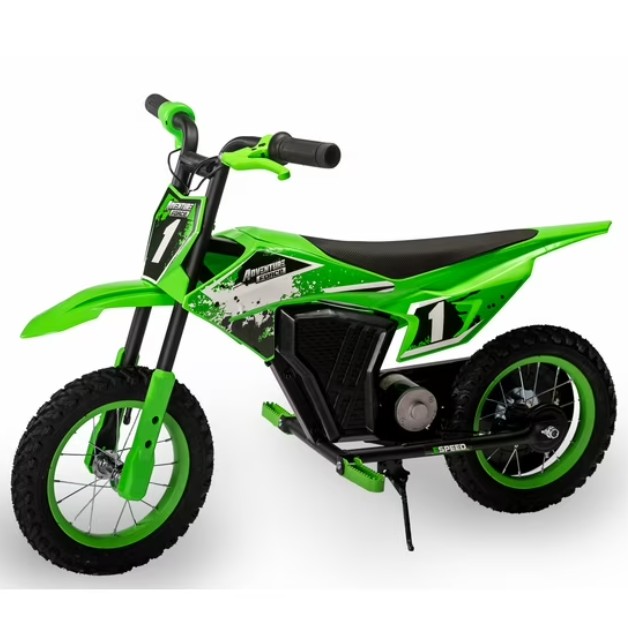 Adventure Force 12V Electric Dirt Bike, Kids Battery Powered Ride on, Ages 5 Years and up, Green