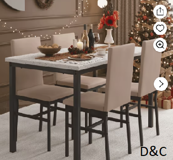 5 Piece Rectangle Dining Table Set for Small Space