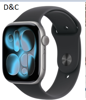 Apple Watch Series 11 [GPS + Cellular 46mm] Smartwatch with Space Gray Aluminum Case with Black Sport Band – S/M