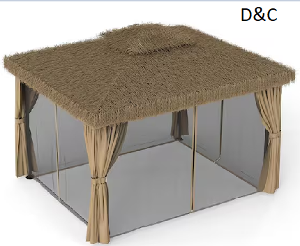 ” 12 ft. x 12 ft. Brown Outdoor Patio Gazebo Aluminum Frame with Mosquito Net