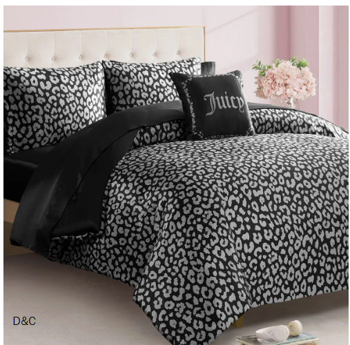 Juicy Couture Modern Leopard Satin Comforter Bed in a Bag