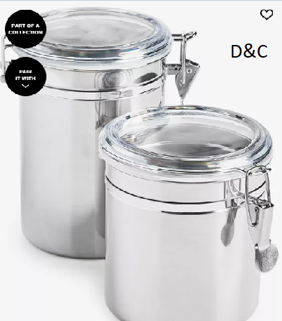 Stainless Steel Clamp-Lid Canisters, Set of 2
