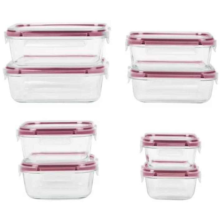 Kitchen 16 Piece Fluted Glass Storage Set