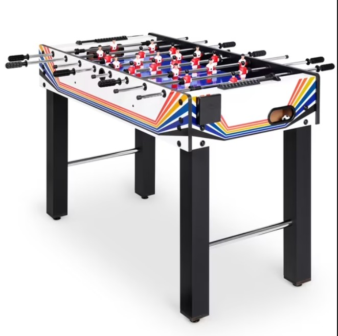 Best Choice Products 48in Competition Sized Foosball Table for Home, Game Room w/ 2 Balls, 2 Cup Holders – Blue/White