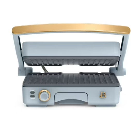 Beautiful 2-in-1 Panini Press & Grill with Detachable Plates, Cornflower Blue by Drew Barrymore