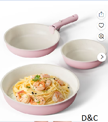 Carote 4 Pcs Nonstick Cookware Sets, Pots and Pans Set with Detachable Handles