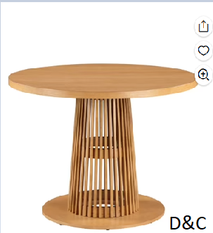 Beautiful Drew Round Dining Table with Fluted Pedestal Base, Warm Honey Finish