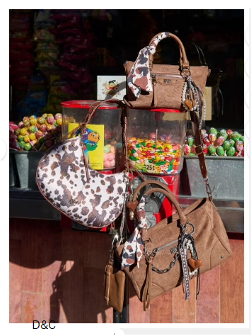 Madden NYC Women’s Half Moon Stud Shoulder Bag, Cow Print