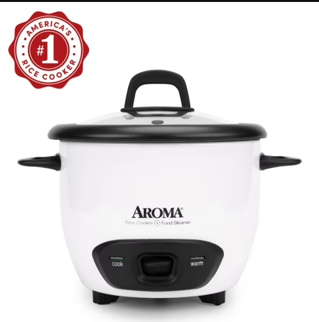 AROMA® 6-Cup (Cooked) / 1.5Qt. Rice & Grain Cooker, White, New, ARC-743G