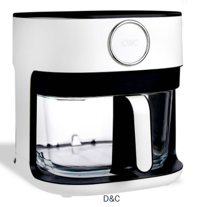 Cook With Color Air Fryer, 5.5Qt Glass Air Fryer, 1400W, 8 Presets, White