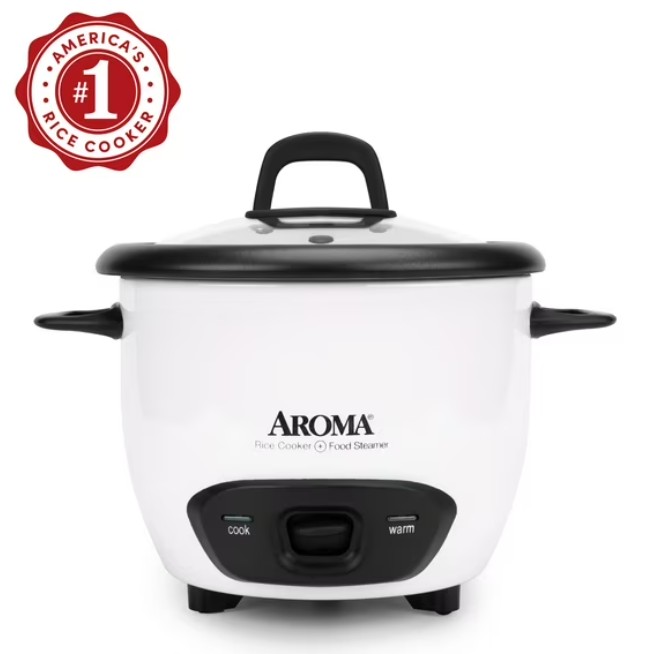 AROMA® 6-Cup (Cooked) / 1.5Qt. Rice & Grain Cooker, White, New, ARC-743G