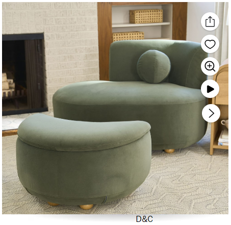 Better Homes & Gardens Juliet Modern Velvet 45.28″ Chaise & Storage Ottoman, Olive