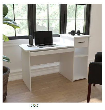 Emma and Oliver White Computer Desk with Shelves and Drawer