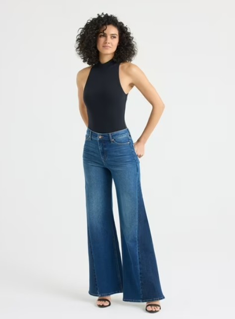 Sofia by Sofia Vergara Women’s and Women’s Plus Margot Wide Leg High Rise Jeans, 30.5″ and 32.5″ Inseams, Sizes 0-28