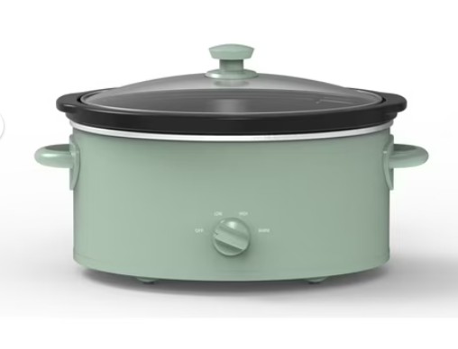 Mainstays 6 Quart Manual Slow Cooker, Green Sage