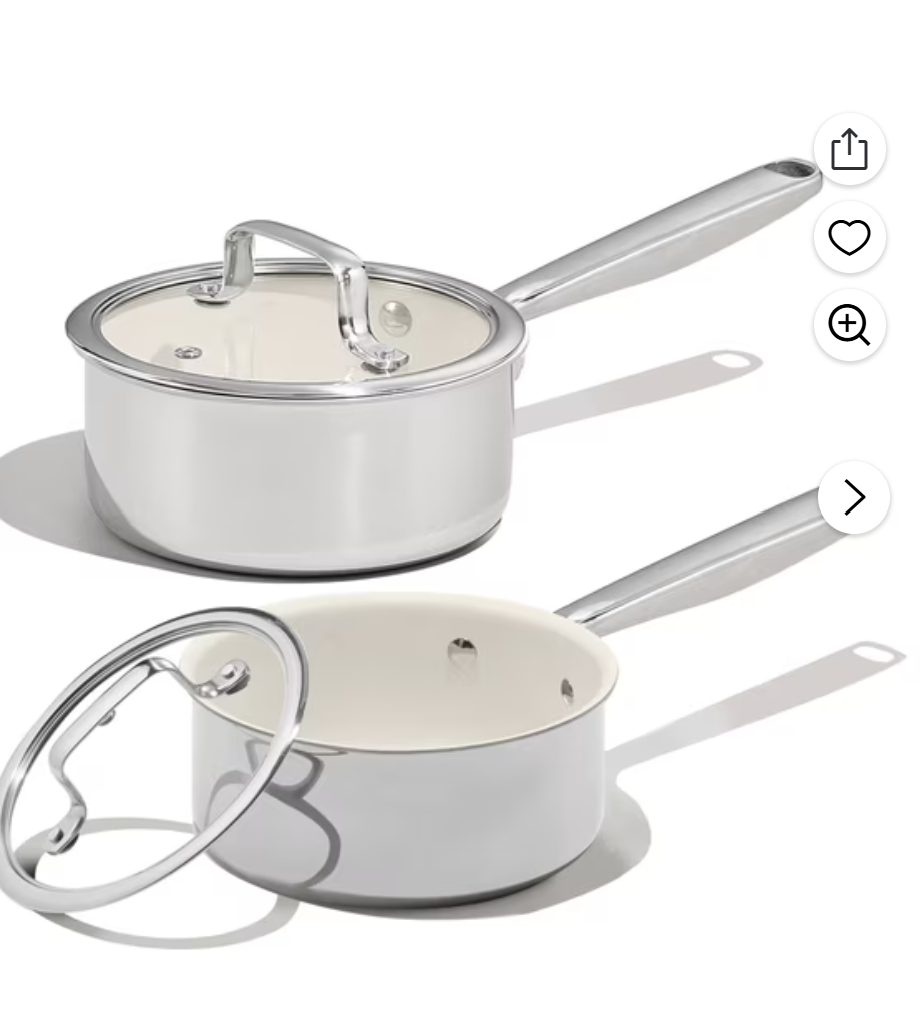 Carote 1.5QT & 3QT Tri-Ply Stainless Steel Ceramic Nonstick Saucepan Set,
