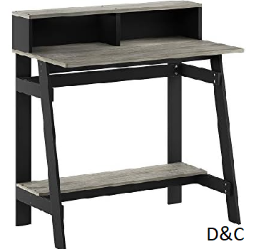 Furinno Simplistic A Frame Computer Desk, Black/French Oak Grey