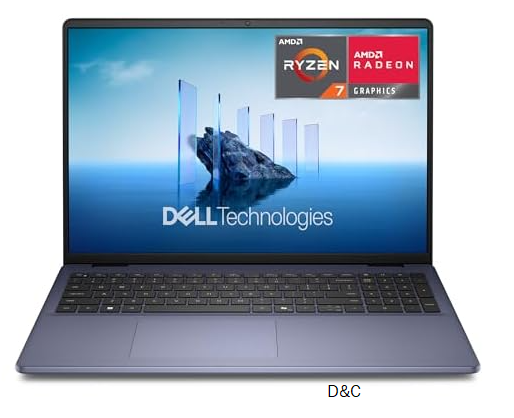 Dell 16 Laptop DC16256-16.0-inch 16:10 FHD+ Anti-Glare Non-Touch Display, AMD Ryzen 7 250, AMD Radeon Graphics, 16GB Memory, 1TB SSD, Backlit Keyboard with Fingerprint Reader, Windows 11 Home