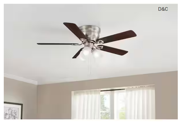 Clarkston II 44 in. LED Indoor Brushed Nickel Ceiling Fan with Light Kit