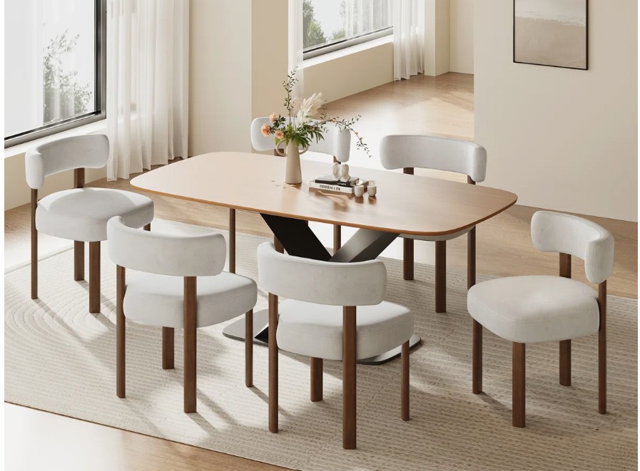 Upholstered Solid Wood Dining Chair Side Chair (Set of 6)