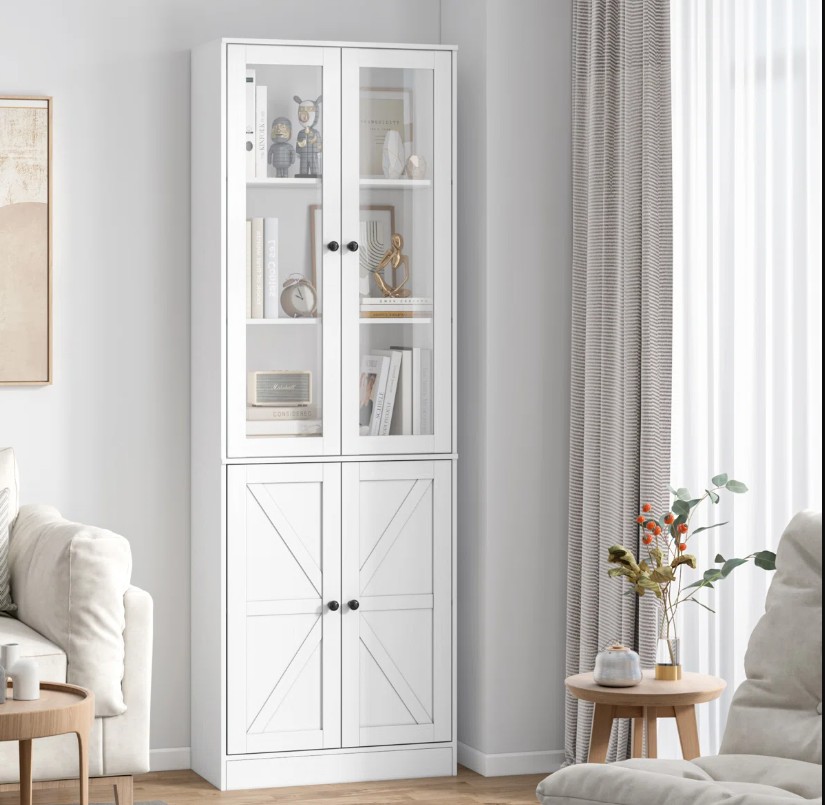 70.9” H X 23.6” W Standard Bookcase with Glass Door