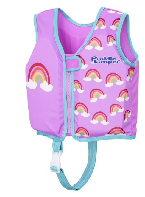 Puddle Jumper AquaStar Fabric Toddler Swim Vest, Rainbow, Up to 40 lbs Weight Capacity