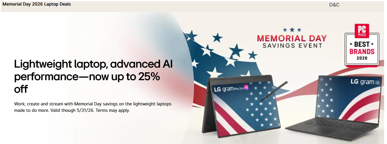 LG Laptops Lightweight laptop, advanced AI performance—now up to 25% off