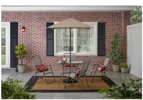 Amberview 6-Piece Sling Folding Outdoor Dining Set with Umbrella