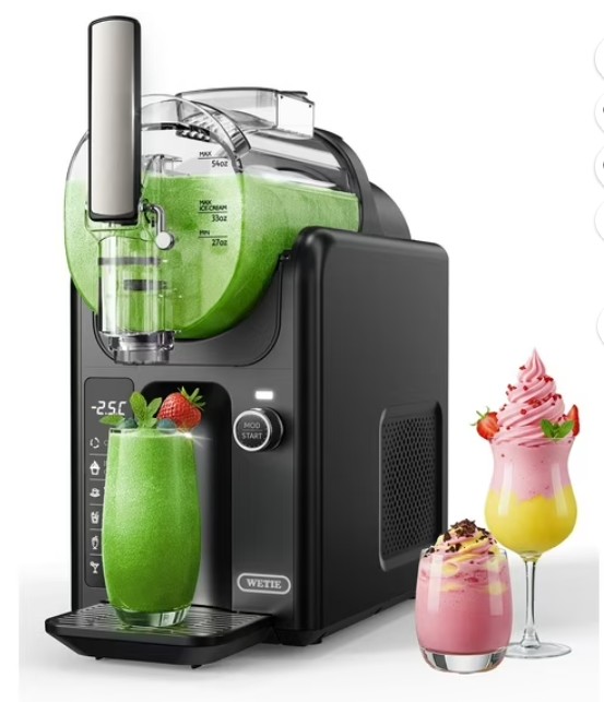 Slushie Machines, WETIE 82oz 5-in-1 Frozen Drink & Ice Cream Maker w/ LED Display, Adjustable Hardness, 24H Continuous Use