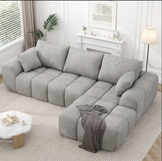 IDEALSOUL Sectional Sofa, 101″ L-Shaped Modular Cloud Couch,Unique Chenille Fabric Couches and Sofas,Compression Sofa No Assembly Required(Light Gray)