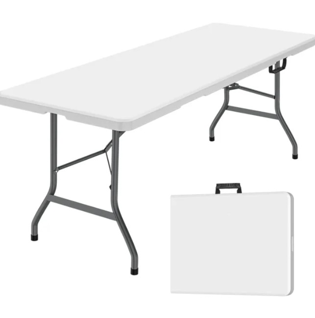 Jopath 6 Foot Folding Table,White Plastic Folding Table,Built-in Handle,Indoor Outdoor Table for Picnic Party Dining Camping,White