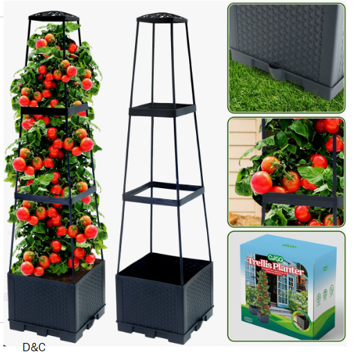2 Packs Raised Garden Bed Tomato Planter Box With Trellis