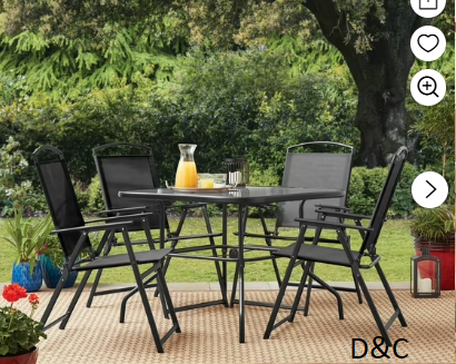 Mainstays Albany Lane 5-Piece Steel Outdoor Patio Dining Set with Umbrella Hole, Black