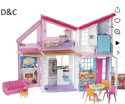 Barbie Malibu House Dollhouse Playset with 25+ Furniture and Accessories [Walmart Exclusive]