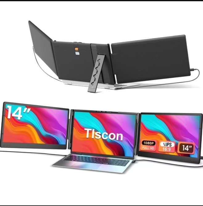 Tlscon Laptop Screen Extender Portable Monitor, 14″ 1080P IPS Screen, Monitor Extender for Laptop, Fit for 13-17.3″ Laptop, Plug & Play Compatiable with Windows/Mac/Chrome/Android/Switch