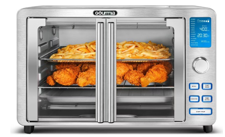 Gourmia 9-Slice Digital Air Fryer Oven with 14 One-Touch Cooking Functions and Auto French Doors: Convection Toaster Oven