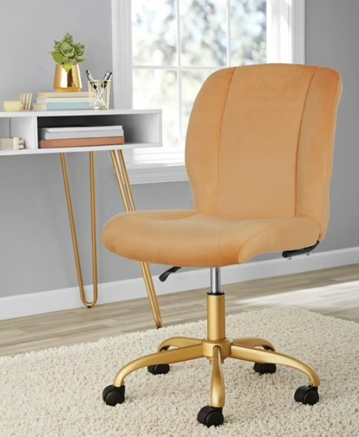 Mainstays Plush Velvet Office Chair, Dusty Gold