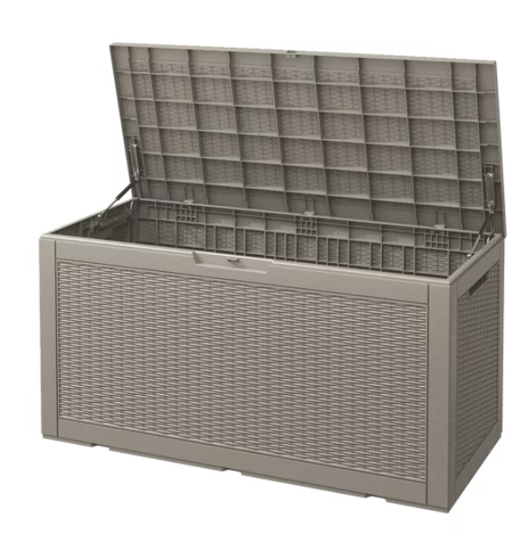 Bifanuo 100 Gallon Resin Deck Box, Lockable Outdoor Storage Container, Water Resistant for Patio Cushions